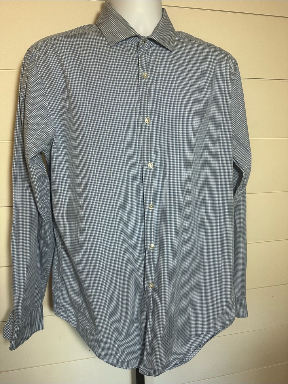 Men's Blue Micro-Check Dress Shirt